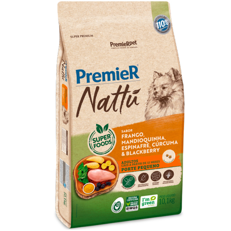 PREMIER NATTU CAES ADULT RACAS PEQ MANDIOQUINHA 10,1 KG