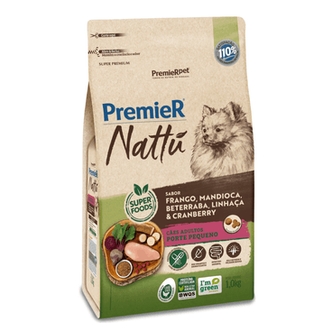 PREMIER NATTU CAES ADULT RACAS PEQ MANDIOCA 1 KG