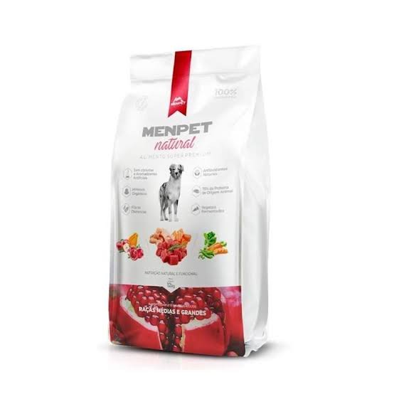 ALIMENTO PARA CAES MENPET SUPER PREMIUM NATURAL RACAS MEDIAS E GRANDES ADULTOS 12 KILOS