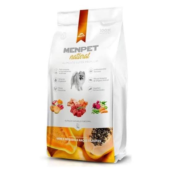 ALIMENTO PARA CAES MENPET SUPER PREMIUM NATURAL MINI E PEQ RACAS FILHOTES 3 KILOS