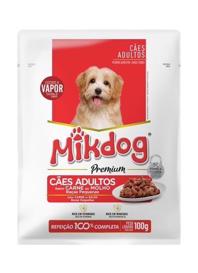 SACHE MIK DOG ADULTO RACAS PEQ CARNE 18X100G
