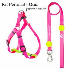 CONJ.GUIA C/PEITORAL CONFORT P ROSA