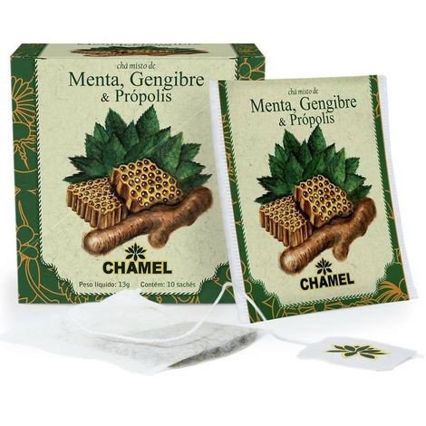 Chá misto menta, gengibre e própolis