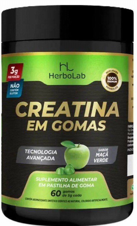Creatina em gomas maçã verde