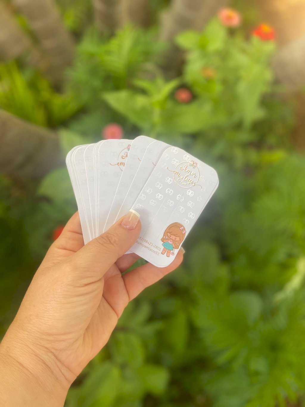 Cartela para hair clips ou duplinhas - 6x10 - VERNIZ LOCAL + LAMINAÇÃO FOSCA