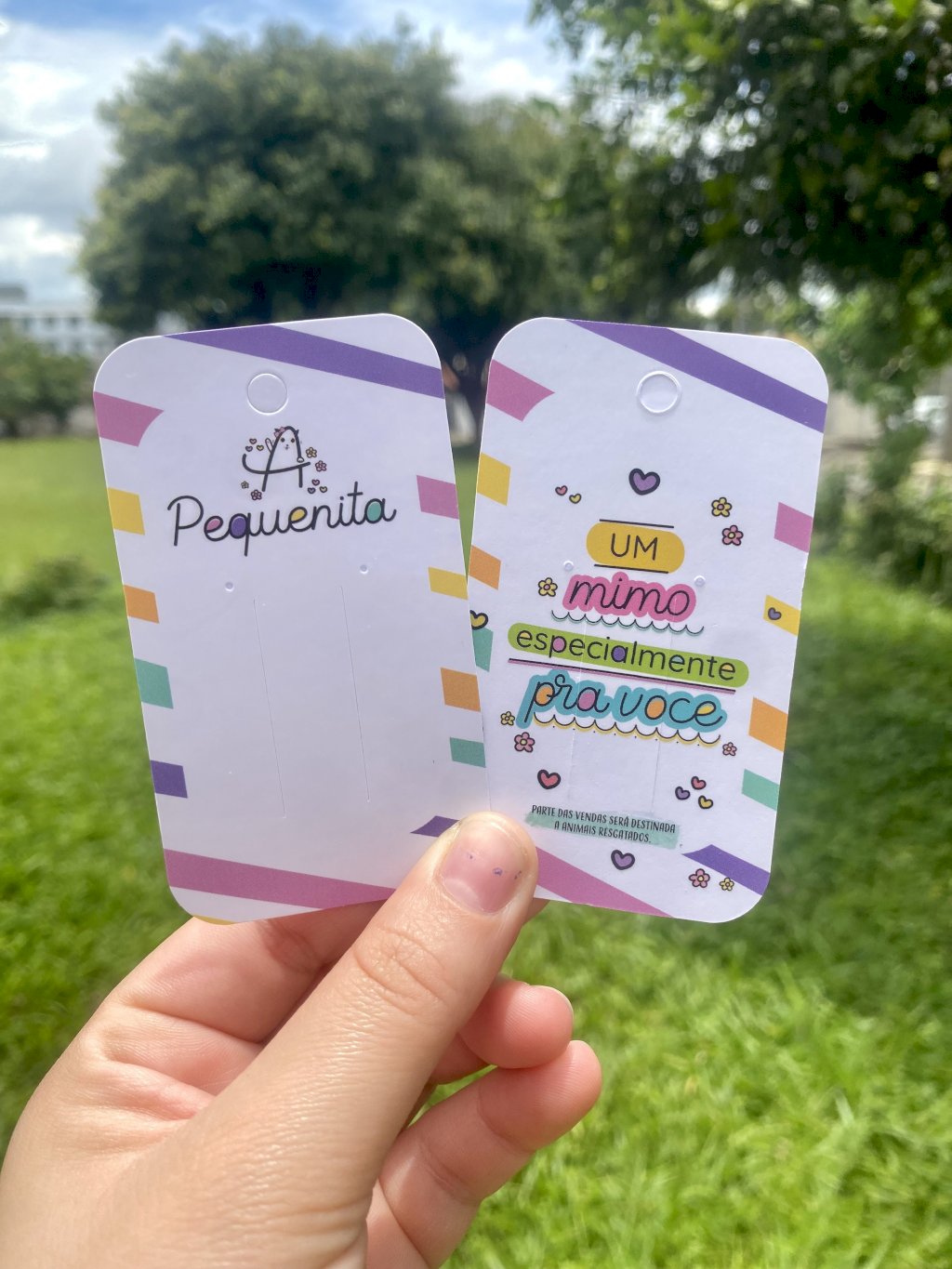 Cartela para hair clips ou duplinhas - 6x10  - VERNIZ LOCAL + LAMINAÇÃO FOSCA