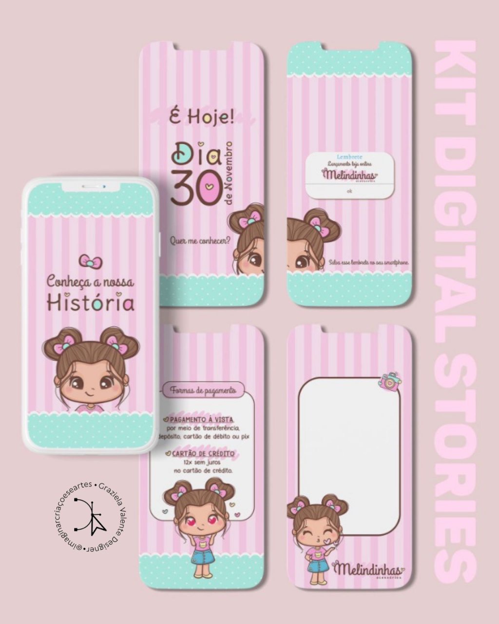 Kit digital personalizado Para Stories, feed ou Whatsapp 