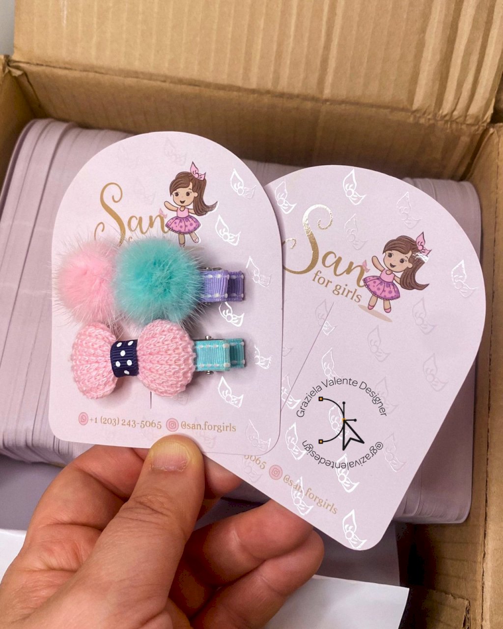 Cartela para 1 laço -  9x10 - VERNIZ LOCAL+ LAMINAÇÃO FOSCA  