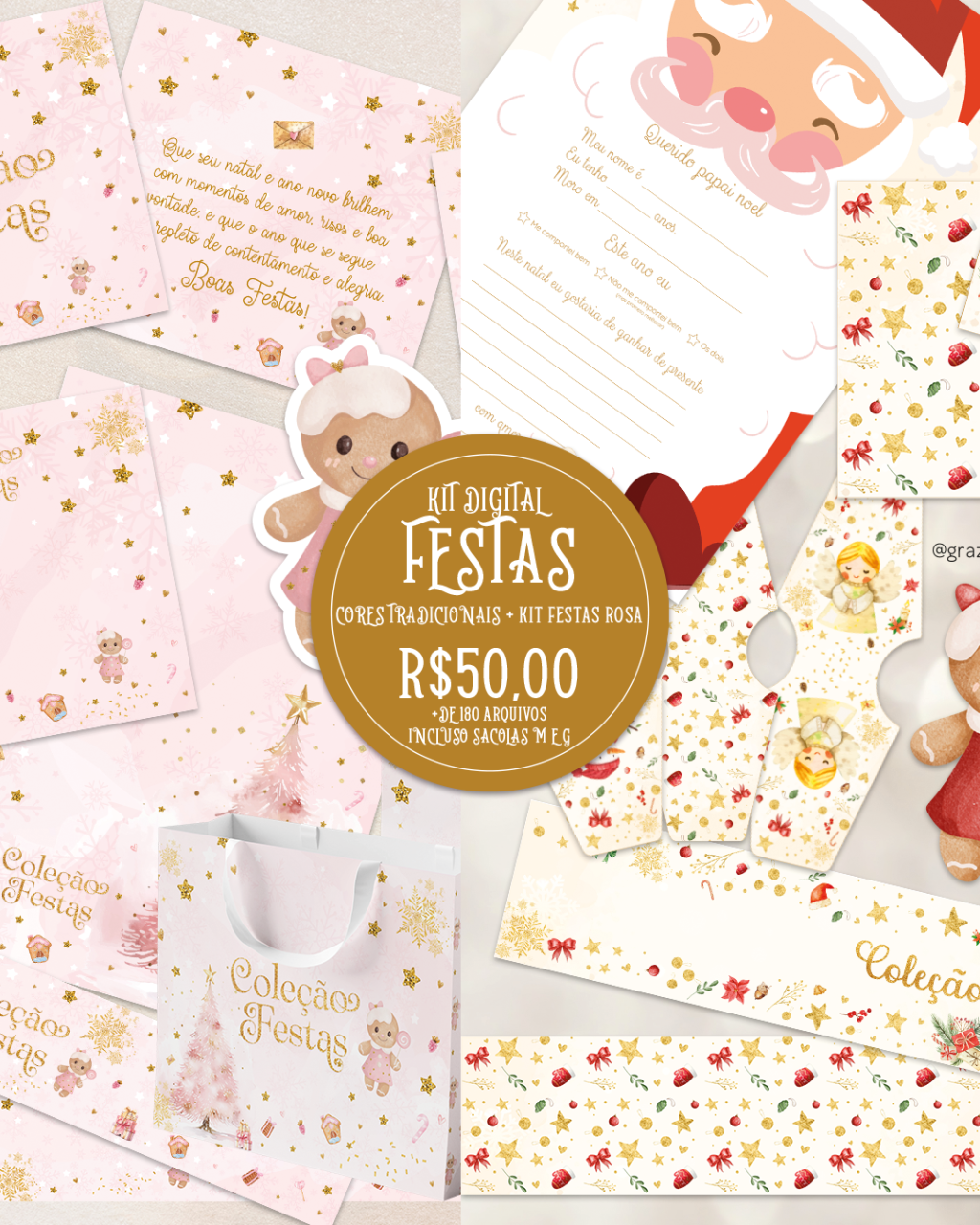 KIT DIGITAL COLEÇÃO FESTAS 2024 + KIT DIGITAL FESTAS CORES TRADICIONAIS OFERTA ESPECIAL R$50,00