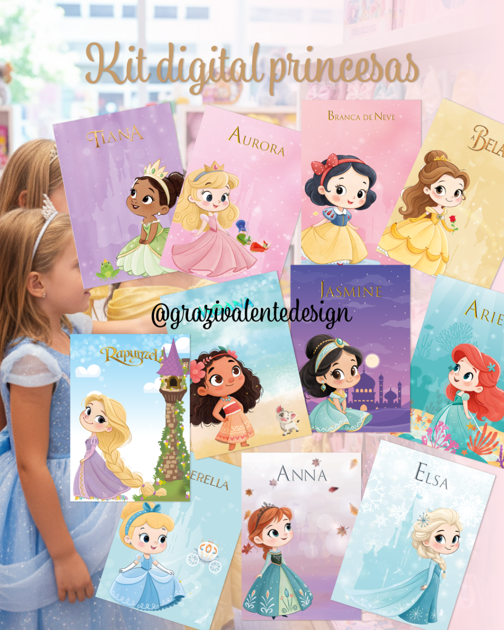 KIT DIGITAL PRINCESAS COM ROSTO