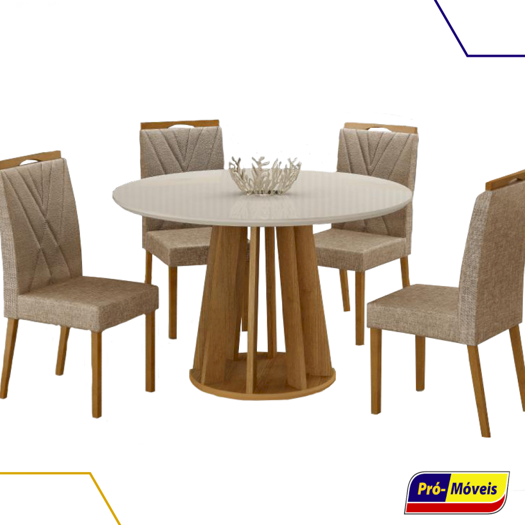 MESA ROSE + 4 CADEIRAS MAIA