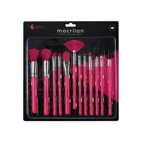 Kit 12 Pincéis Rosa - Macrilan 
