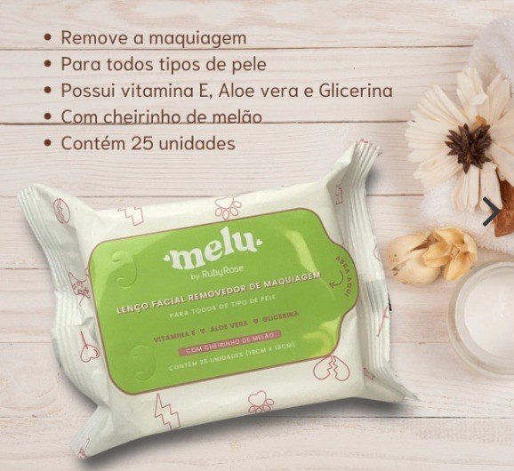 Lenço  Demaquilante  -  MELU RUBYROSE