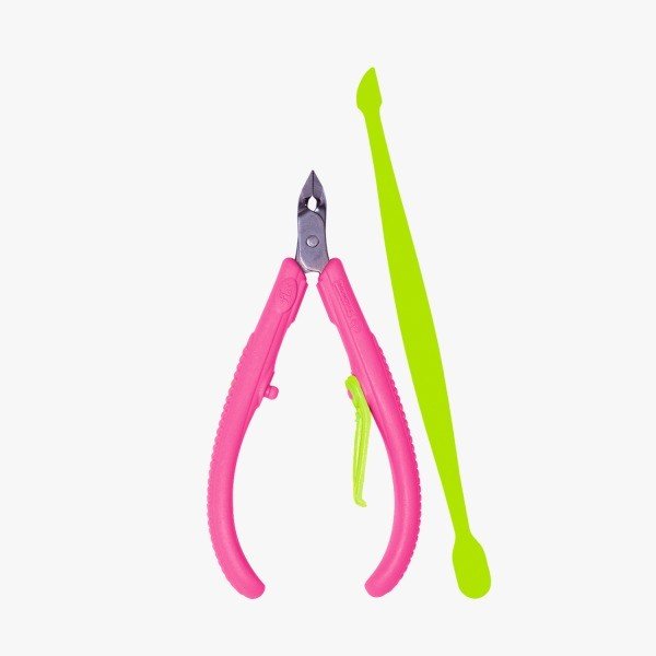 Alicate De Cutículas e Espátula Plástico - Mundial 