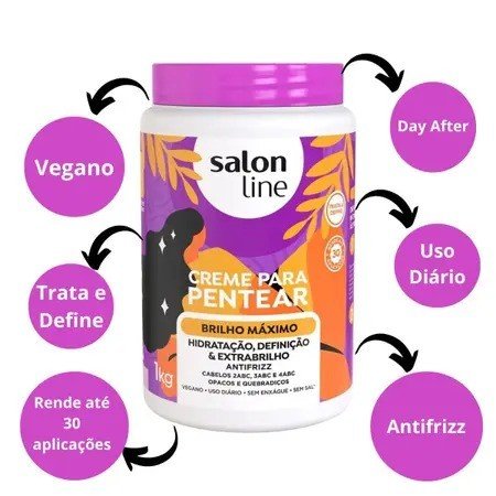 Creme Pentear Brilho Máximo 1kg - Salon Line 