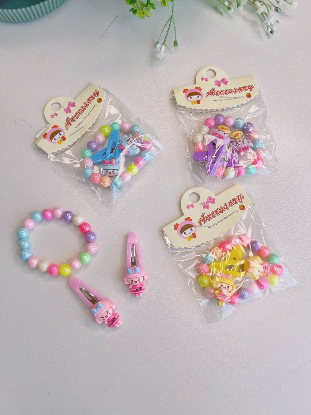 Kit Cabelo e Pulseira Infantil 
