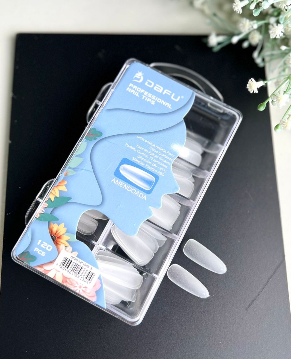 Unha Postiça Transparente Amendoada - Dafu 