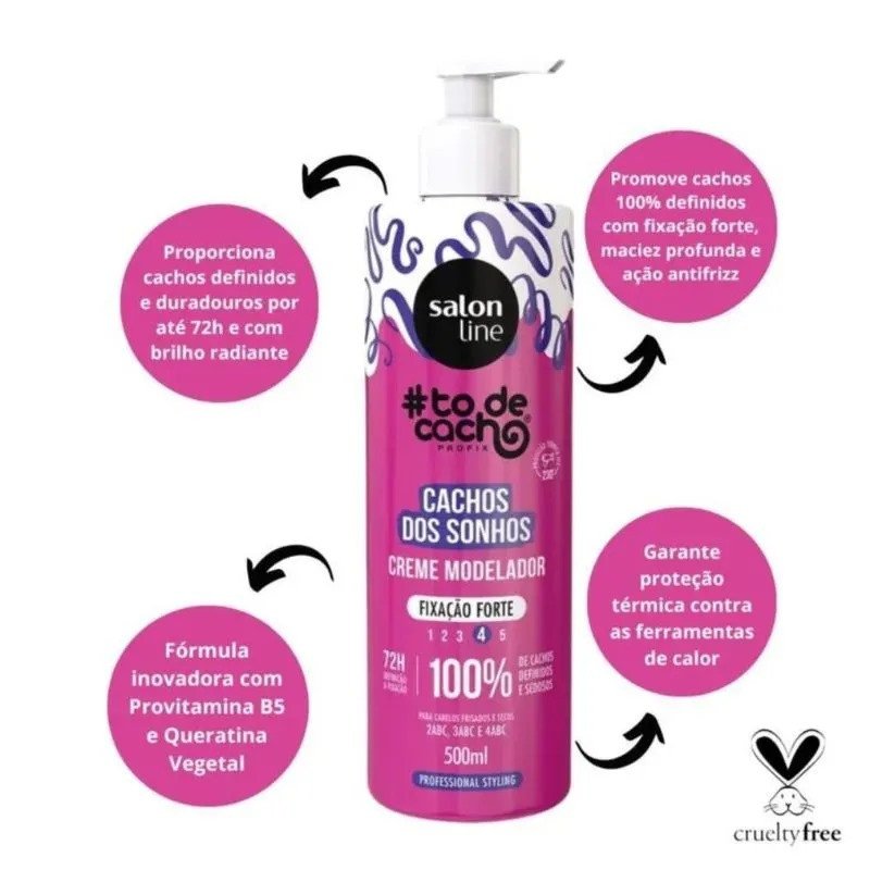 Creme Modelador Fixação Forte Cachos Dos Sonhos 500ML - Salon Line 