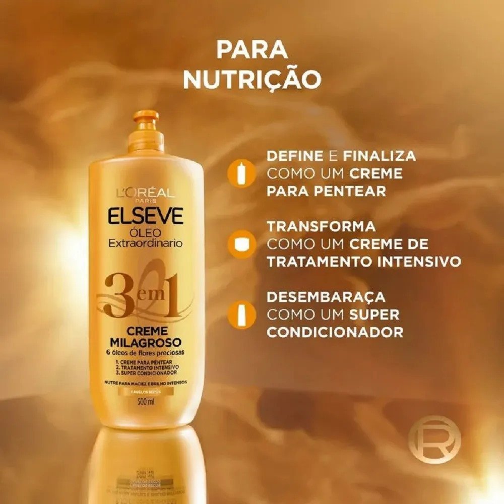 Creme De Pentear 3 em 1 Óleo Extraordinário - Elseve 