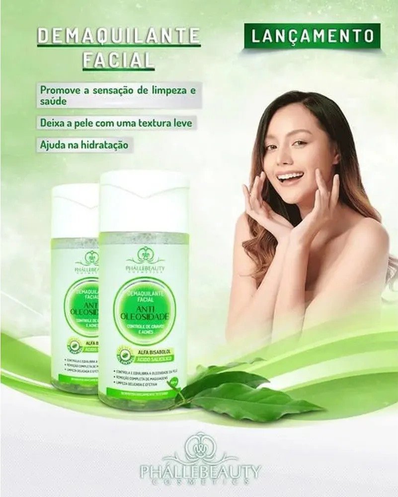 Demaquilante Facial Antioleosidade - Phállebeauty