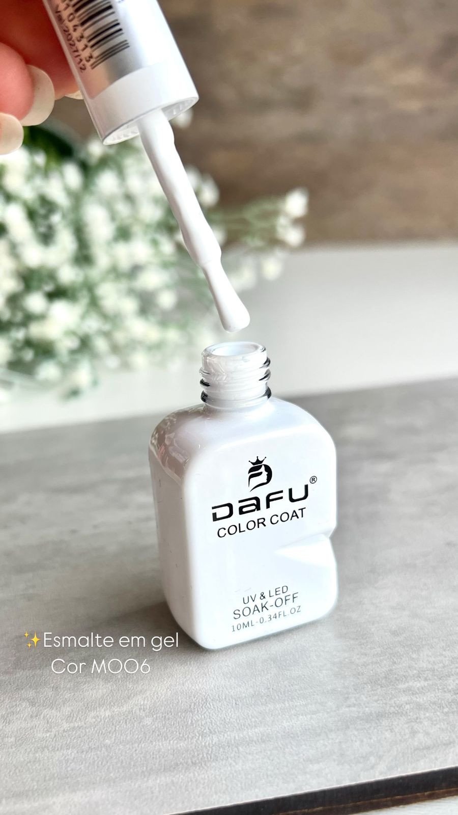 Esmalte em Gel Branco Cor M006 - Dafu