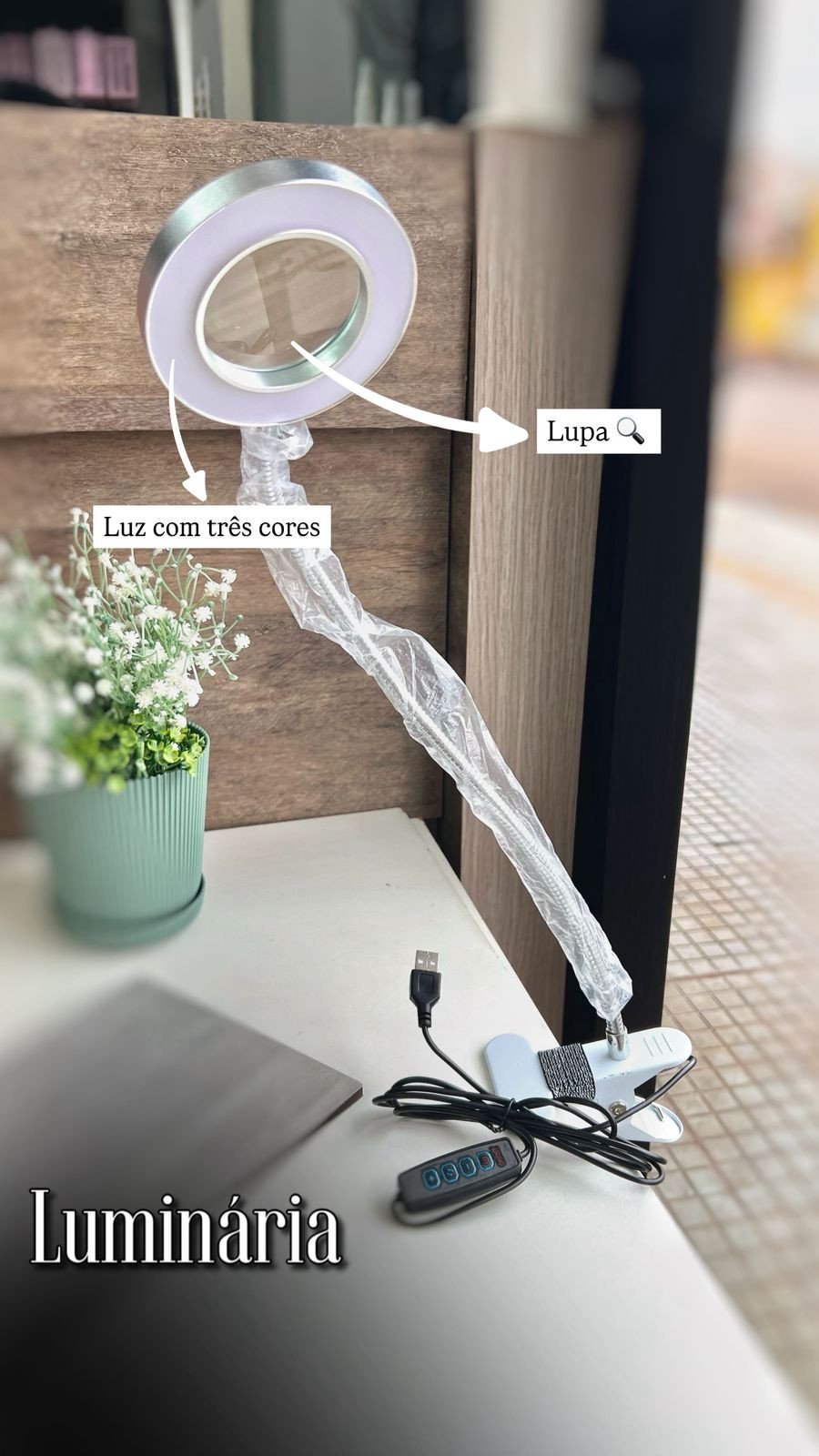 Mini Ring Light De Mesa Com Lupa 