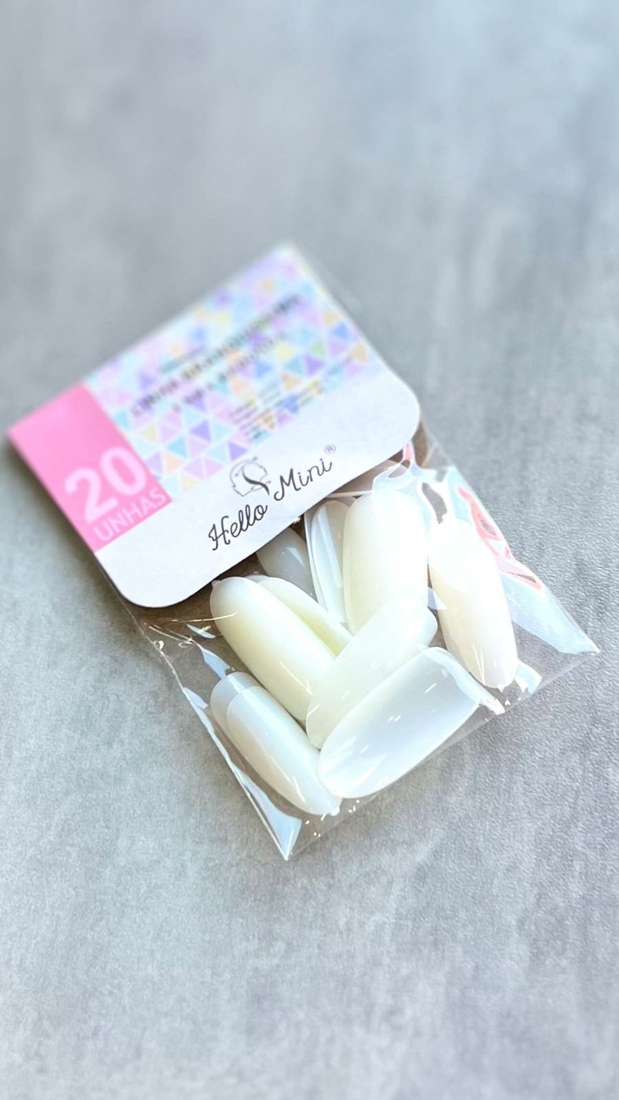 Unha Postiça Redonda Branca - Hello Mini 