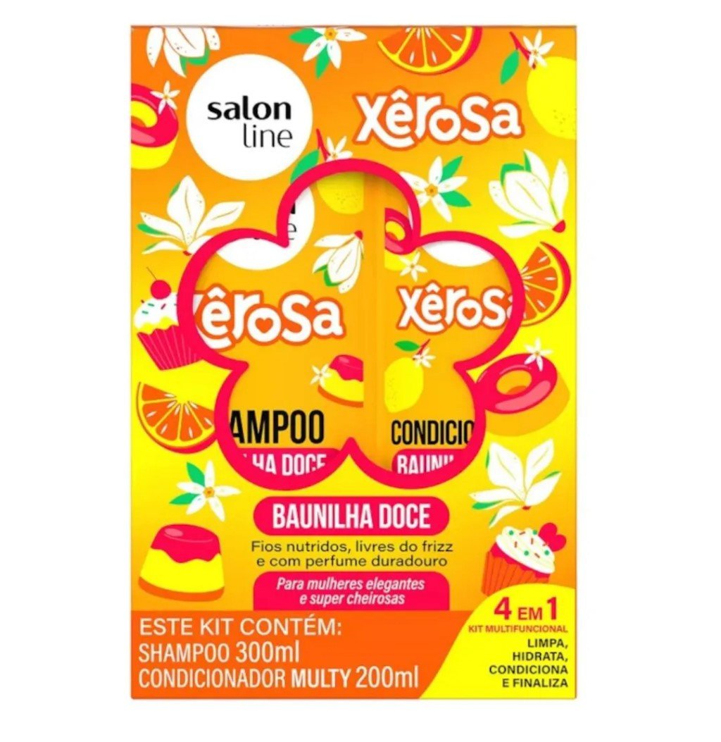 Kit Shampoo 300ml e Condicionador 200ml Xêrosa Baunilha Doce - Salon Line