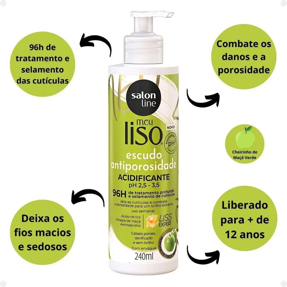 Acidificante Escudo Antiporosidade 240ML - Salon Line 
