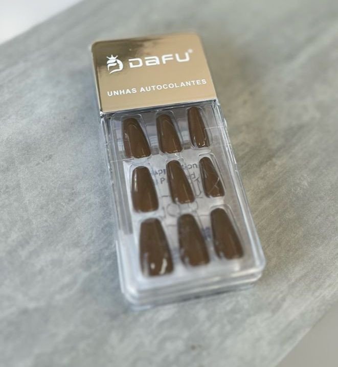 Unha Postiça Marrom - Dafu 