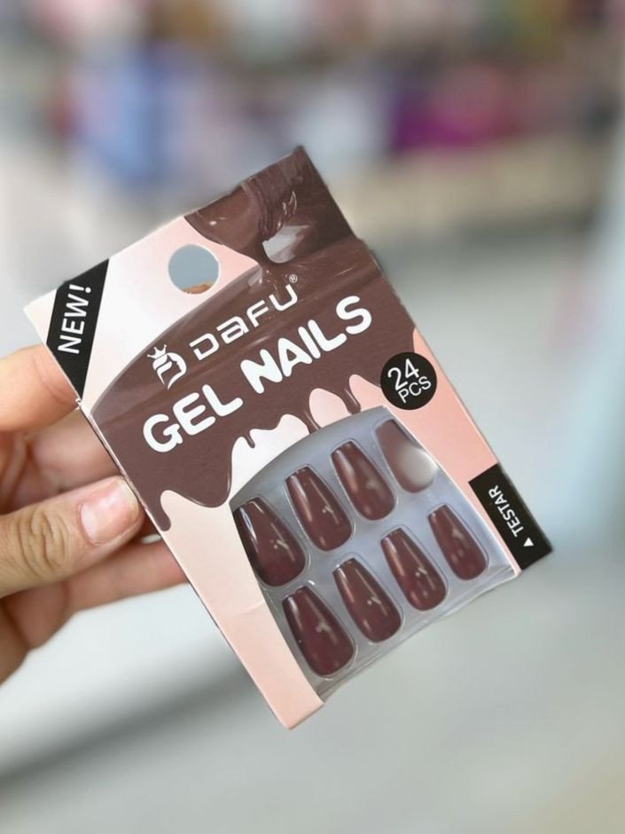 Unha Postiça Marrom - Dafu 