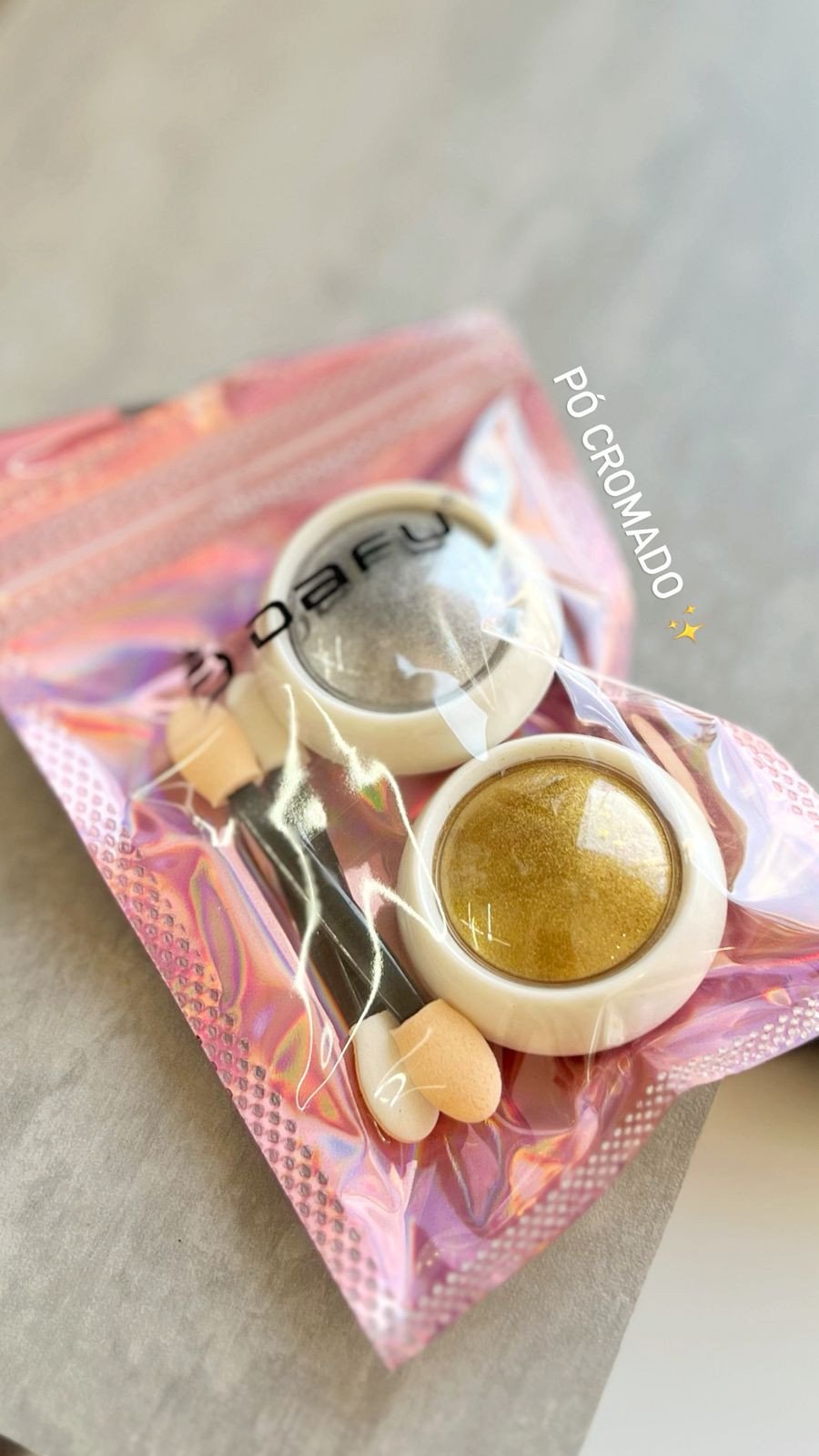 Pó Cromado Prata e Dourado - Dafu