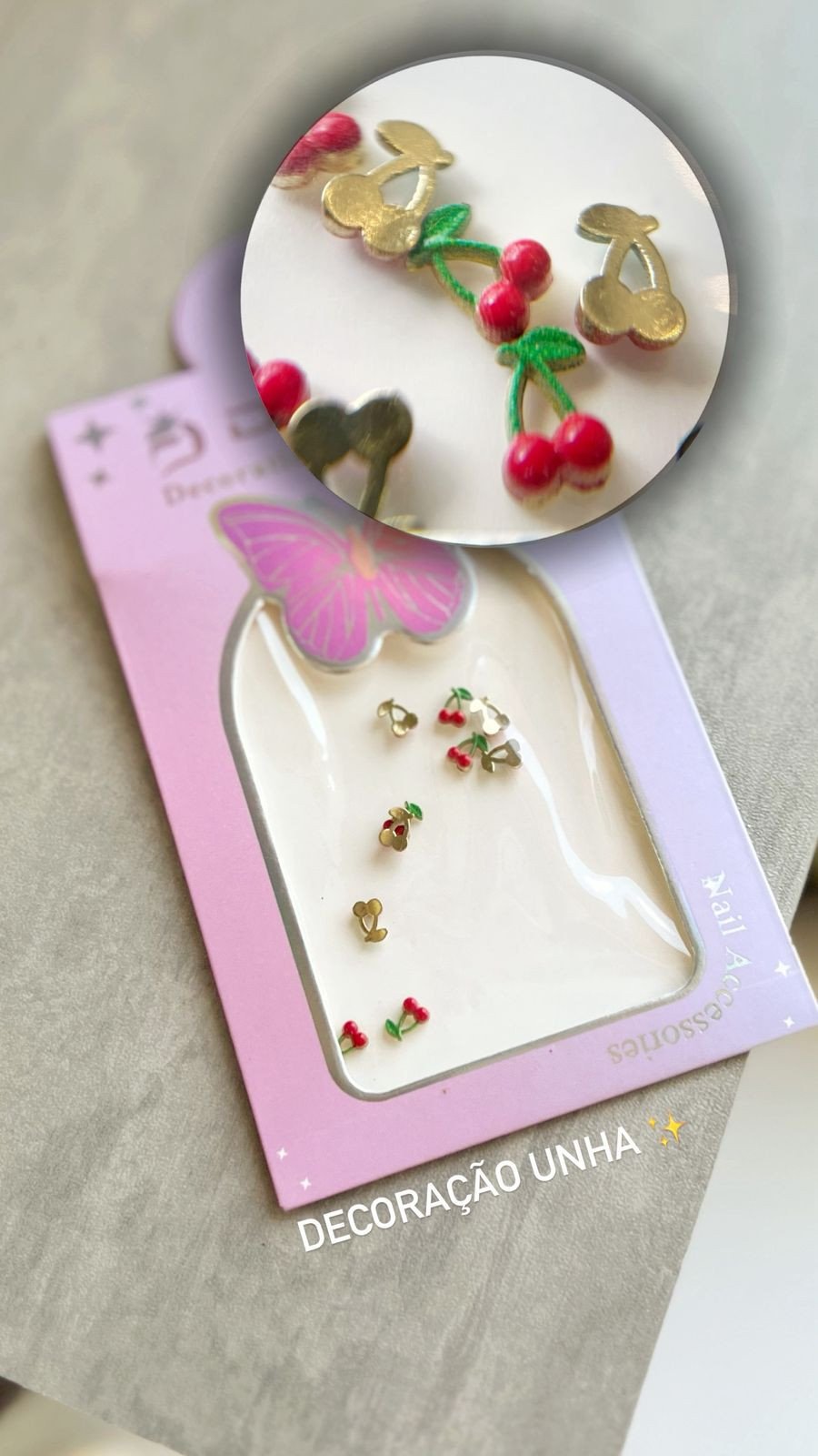 Decoração De Unhas Cereja - Dafu