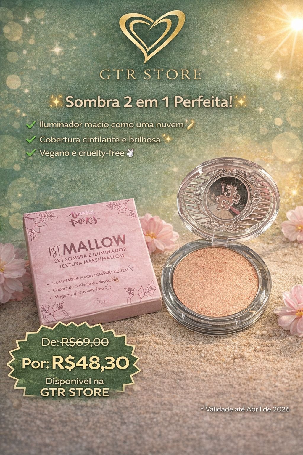 Iluminador Glow – Textura Marshmallow ✨🌸 - Bruna Tavares 