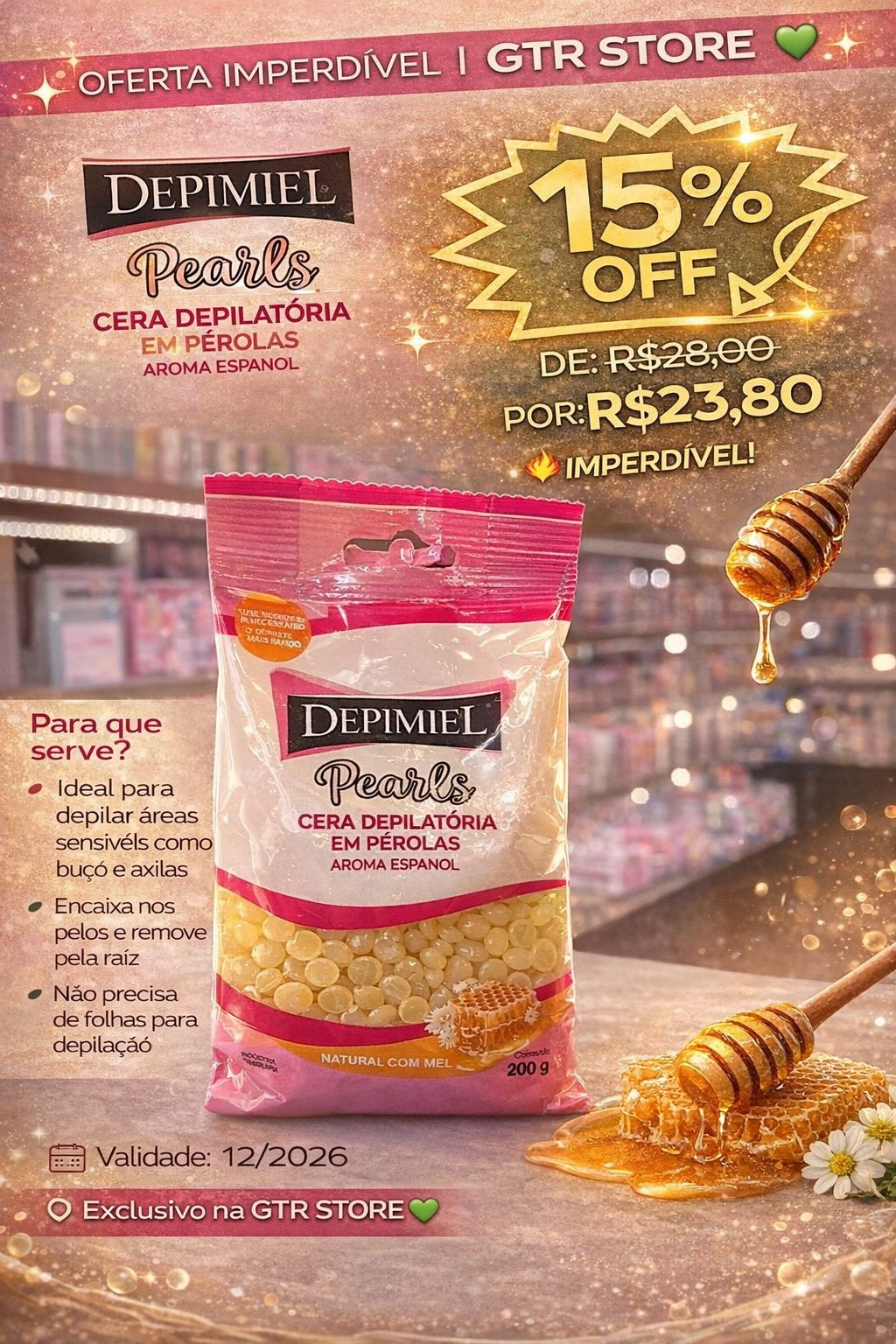 Cera em Pérolas Natural - Depimiel 