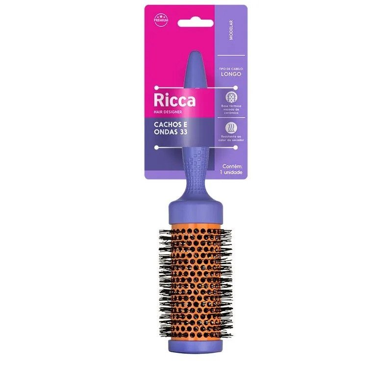 Escova De Cerâmica 33MM Cachos e Ondas - Ricca
