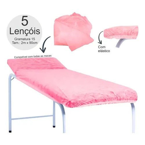 Lençol Descartável Para Maca 05UN Rosa - Santa Clara