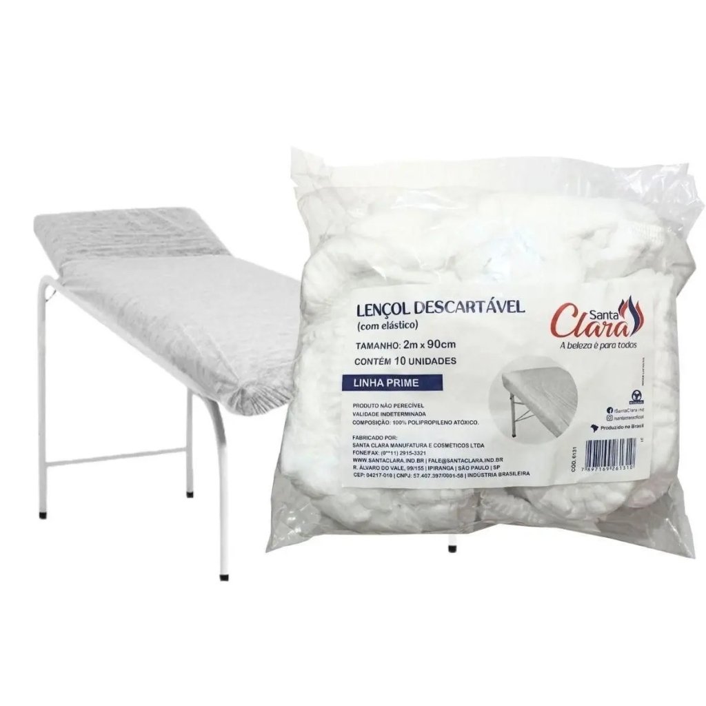 Lençol Descartável Para Maca 10UN Branco - Santa Clara
