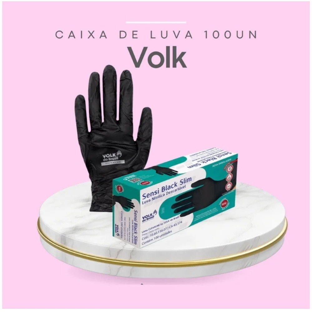 Caixa De Luvas Nitrílica Preta (G) - Volki 
