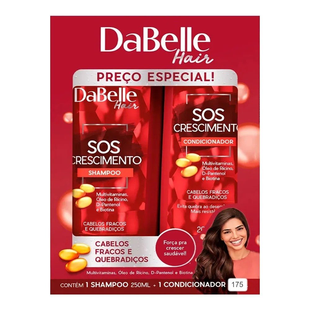 Kit Hair Intense SOS Crescimento Shampoo 250ML + Condicionador 175ML - Dabelle