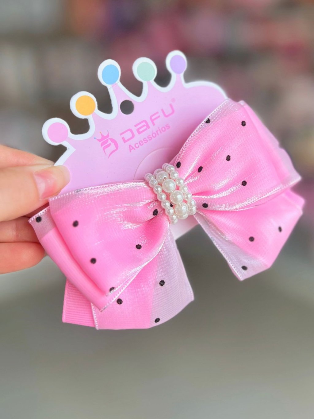 Laço Poá Rosa Pink - Dafu 