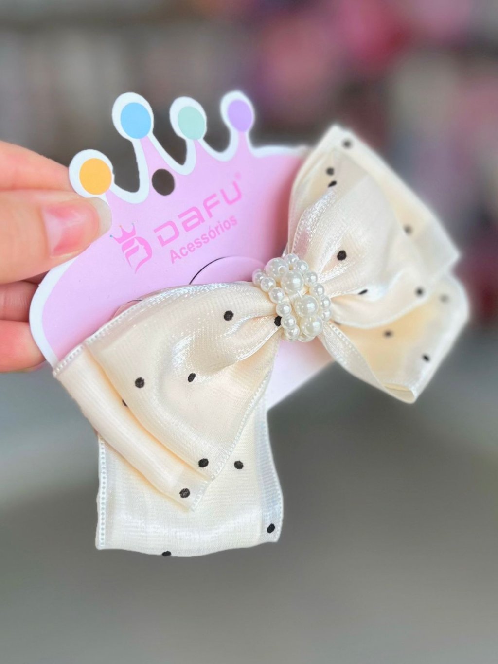 Laço Poá Amarelo Manteiga - Dafu 