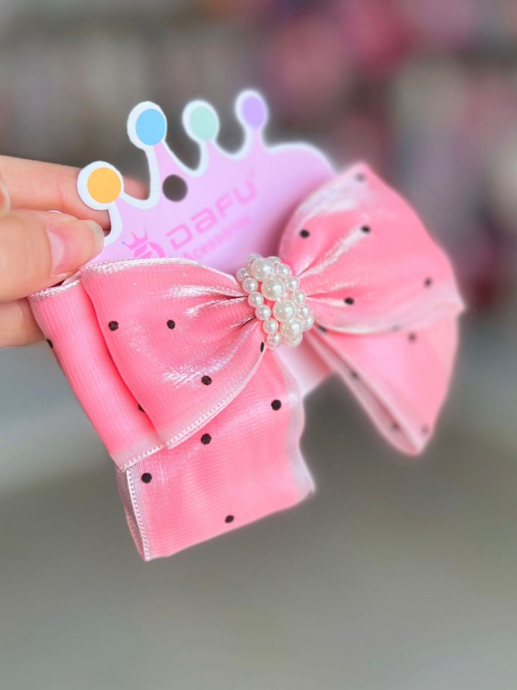 Laço Poá Rosa - Dafu 