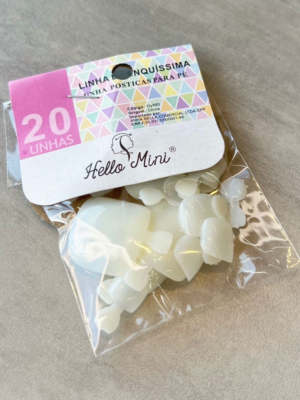 Unha Postiça para Pé Branquíssima - Hello Mini