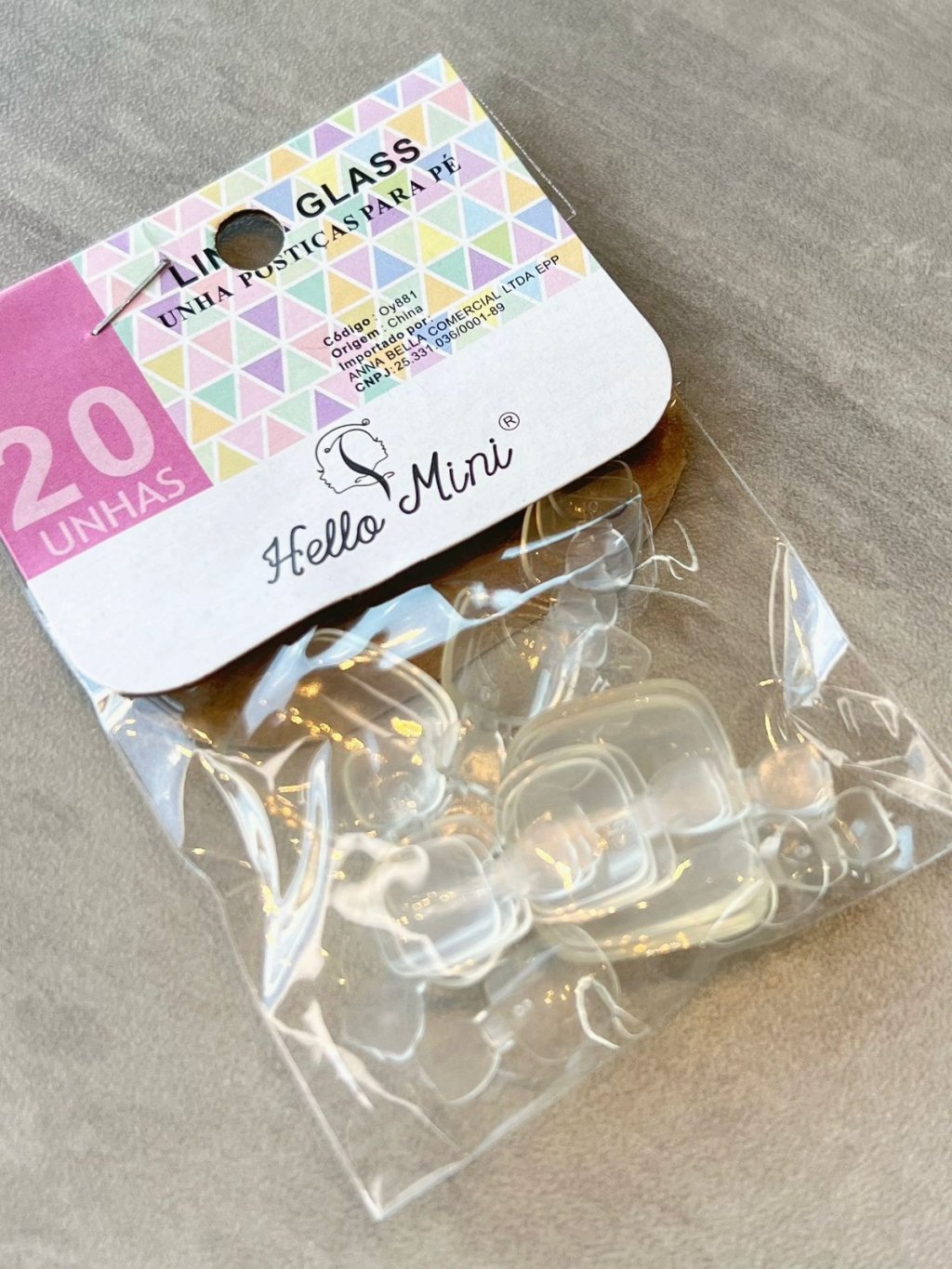 Unha Postiça para Pé Transparete - Hello Mini