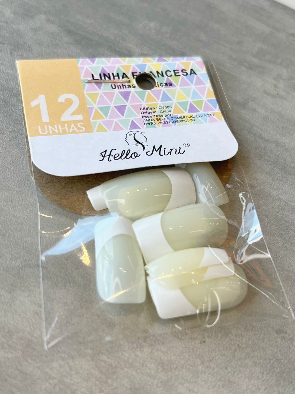 Unha Postiça Francesinha Natural - Hello Mini