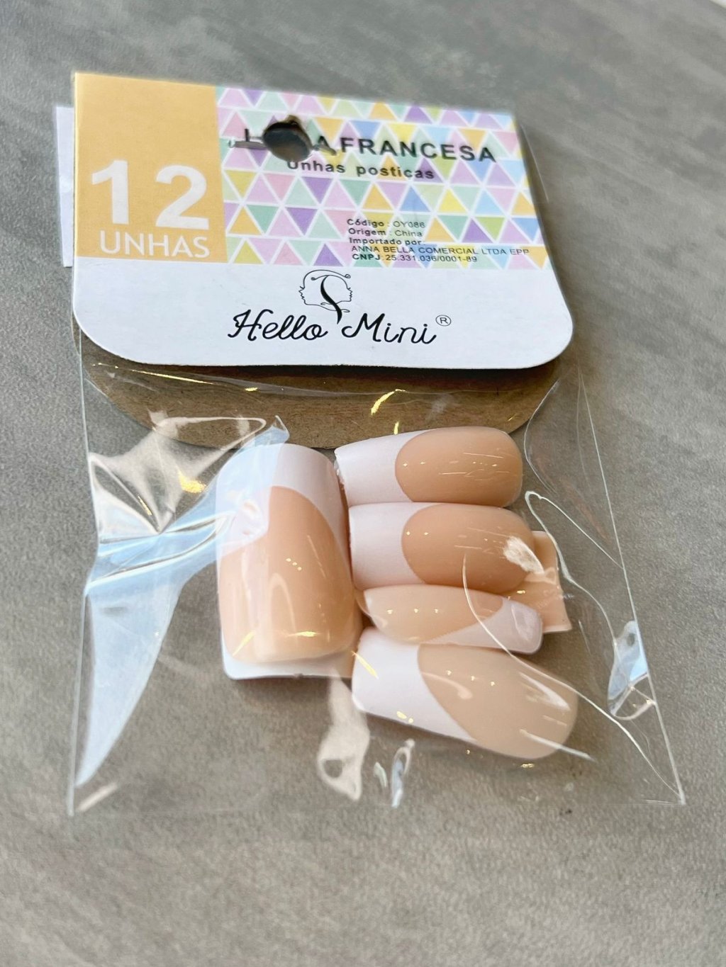 Unha Postiça Francesinha Nude - Hello Mini