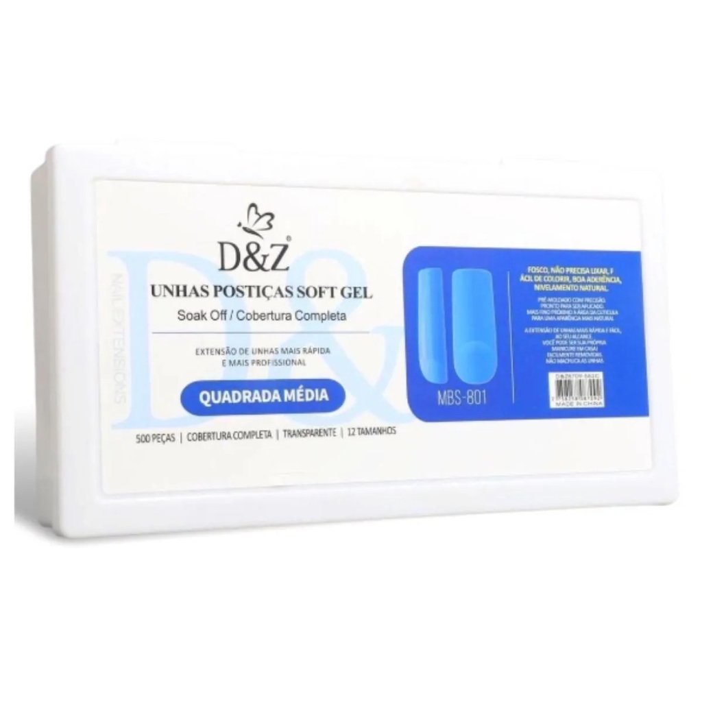 Unha Postiça Soft Gel  Quadrada Média 500UN - D&Z