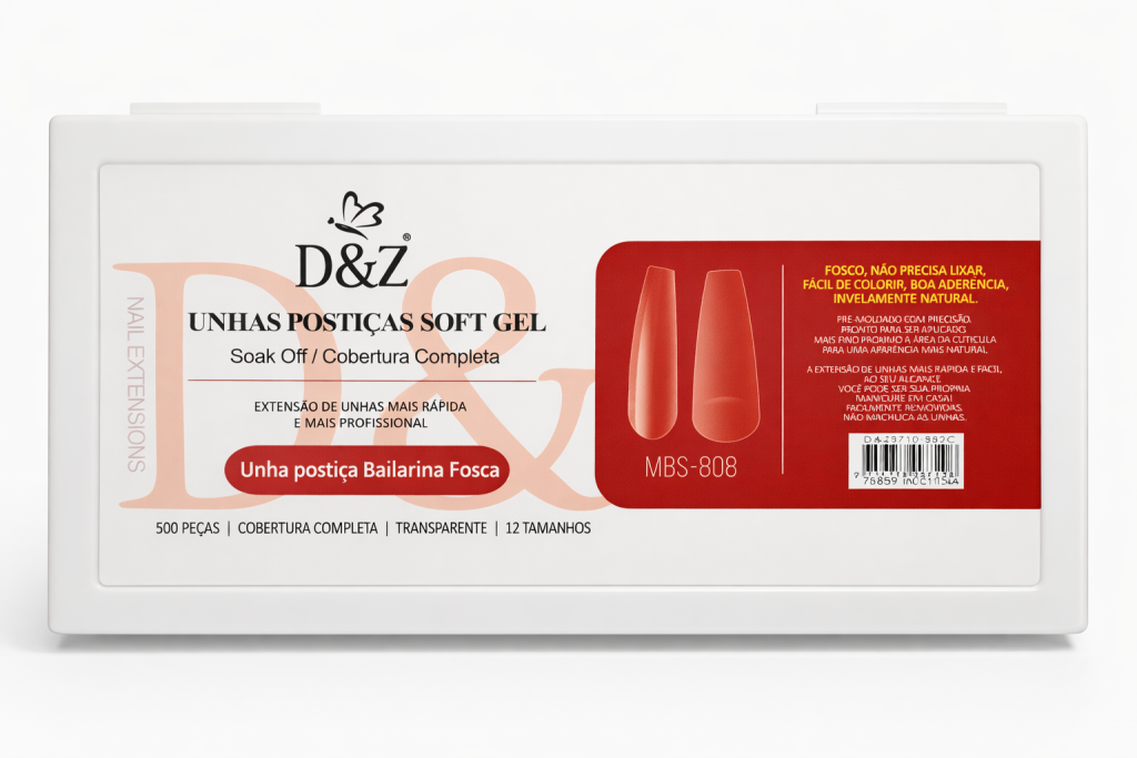 Unha Postiça Soft Gel Bailarina Fosca 500UN - D&Z