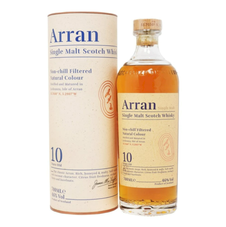 WHISKY ARRAN 10 ANOS NON CHILL FILTERED SINGLE MALT 700ML